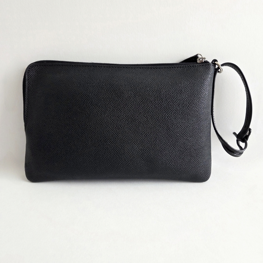 Coach Black Zippered Pouch With Large Teal Story Patch & Wrist Strap W/Snap - Picture 15 of 16